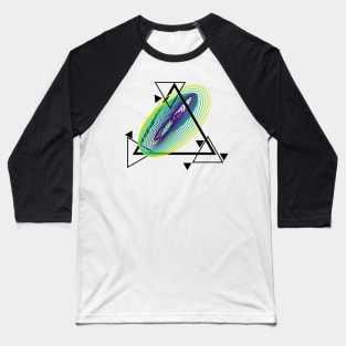 Harmonic Motion Geometry | Inferno Wormhole Blue Green Yellow Baseball T-Shirt